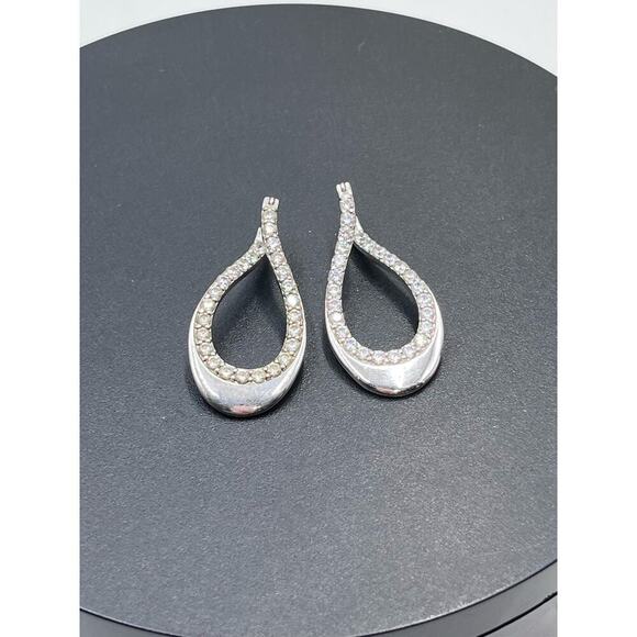 Vintage Designer CZ 925 Sterling Silver Twisted 3D Leverback Dangle  Earrings - Picture 3 of 13